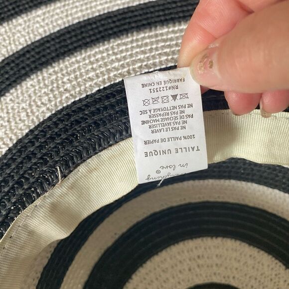 Straw hat black/white striped OS - Picture 5 of 5